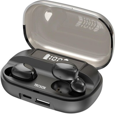 TecSox PowerHouse Truly Wireless Earbuds |45H Playtime Battery Bluetooth Headset Bluetooth Headset(Black, True Wireless)