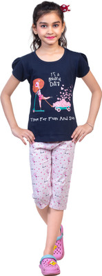 NOTTIE PLANET Girls Casual Top Capri(Navy)