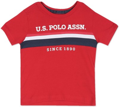 U.S. POLO ASSN. Baby Boys Striped Cotton Blend Regular T Shirt(Red, Pack of 1)