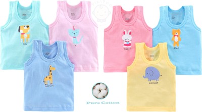 BABY LOOKS Vest For Baby Boys & Baby Girls Cotton(Light Blue, Pack of 6)