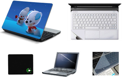 Mitram 5in1 Laptop Accessories Combo 15.6 Inch Snow Dog laptop Skins Stickers, Screen Guard, Key Guard, Mouse Pad and Palmrest Skin Combo Set(Multicolor)