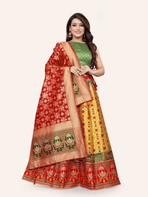 DISHWA FASHION Self Design Semi Stitched Lehenga Choli(Yellow)