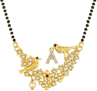 PUSHPA JWELS A Letter Mangalsutra Gold Plated Pendant Fashionable Alphabet Name Mangalsutras Alloy Mangalsutra