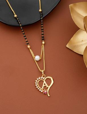 Jewel WORLD A letter artificial diamond mangalsutra gold plated