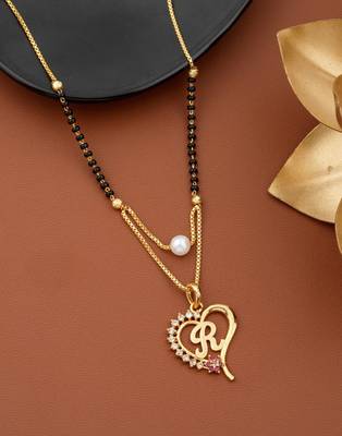 Jewel WORLD R letter artificial diamond mangalsutra gold plated