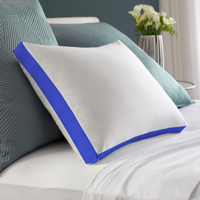 CRAZY WORLD Luxury gusset pillow Microfibre Solid Sleeping Pillow Pack of 2(Nevy Blue)