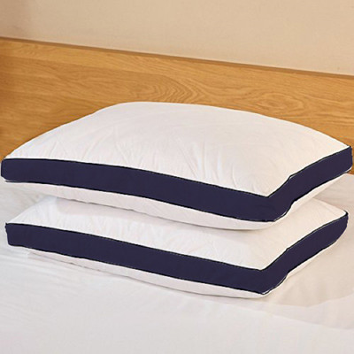 EVERDECOR Luxury Soft gusset pillow Microfibre Solid Sleeping Pillow Pack of 2(Dark Blue)