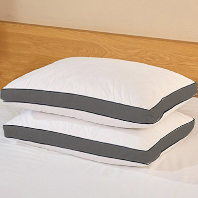 CRAZY WORLD Luxury gusset pillow Microfibre Solid Sleeping Pillow Pack of 2(Grey)
