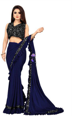 fem hub Solid/Plain Daily Wear Lycra Blend Saree(Multicolor)