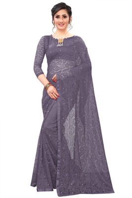 Croza Self Design Bollywood Net Saree(Purple)
