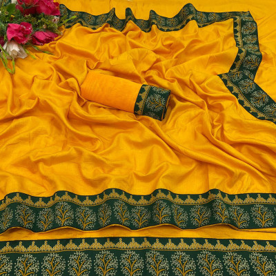 Stdfashion Printed Daily Wear Chiffon Saree(Yellow)