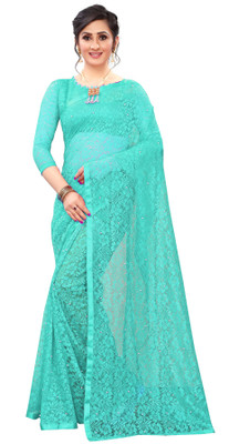 Croza Self Design Bollywood Net Saree(Light Green)
