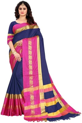 Fashion Club Collection Striped Daily Wear Cotton Silk Saree(Multicolor)