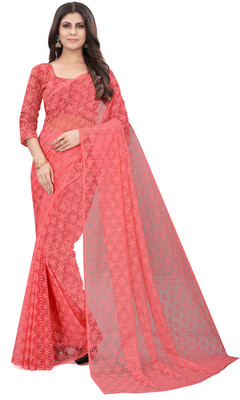 PRAVISHRI TRENDS Printed Bollywood Net Saree(Pink)
