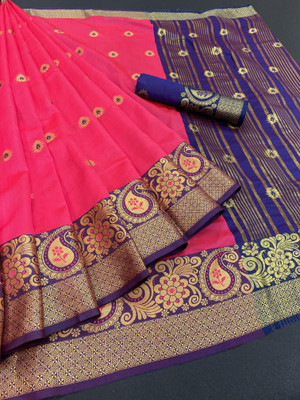 Varni Enterprise Self Design Bollywood Art Silk Saree(Magenta)