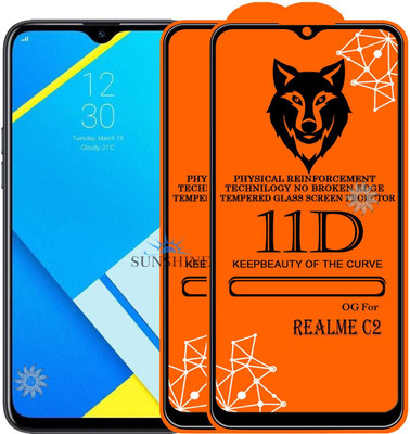 SUNSHINE Tempered Glass Guard for REALME-C2 Edge to Edge Tempered Glass(Pack of 2)