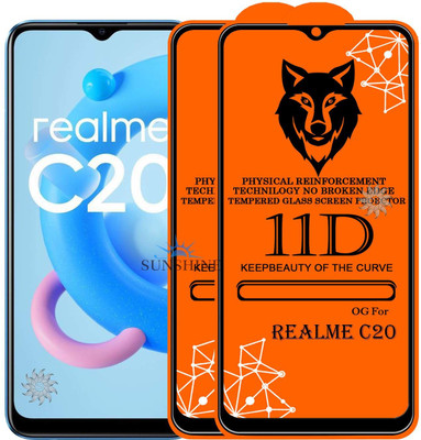 SUNSHINE Tempered Glass Guard for REALME-C20 Edge to Edge Tempered Glass(Pack of 2)
