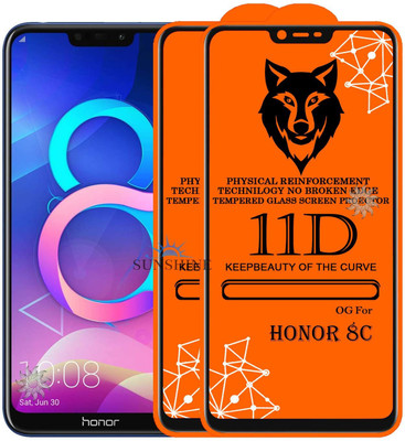 SUNSHINE Tempered Glass Guard for HONOR-8C Edge to Edge Tempered Glass(Pack of 2)