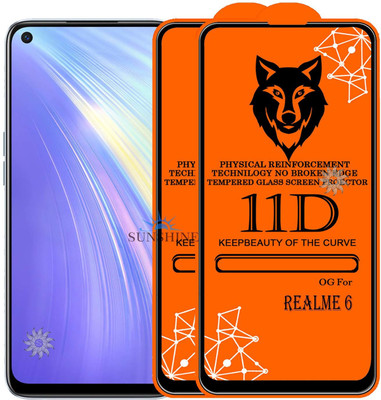 SUNSHINE Tempered Glass Guard for REALME-6 Edge to Edge Tempered Glass(Pack of 2)
