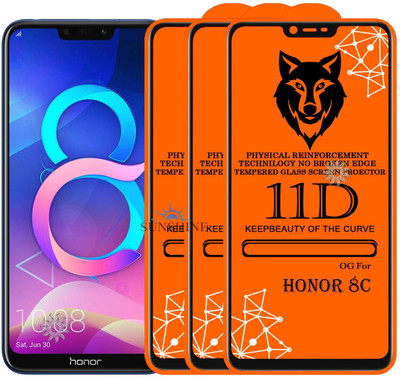 SUNSHINE Tempered Glass Guard for HONOR-8C Edge to Edge Tempered Glass(Pack of 3)