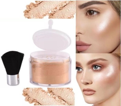 YAWI 3D makeup shimmer powder with brush glitter gold eyeshadow highlighter powder(GOLD)