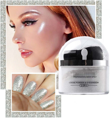 MYEONG Intense Silver Shimmer Powder Loose Face Shiner  Highlighter(Silver (White))