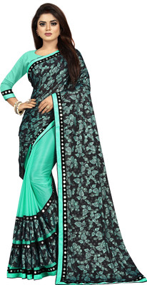 ENCLIQ Floral Print Bollywood Lycra Blend Saree(Multicolor)