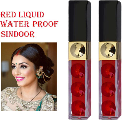 MYEONG Red Color Sponge-Tip- Applicator Waterproof With Floral Pigment Sindoor SINDOOR(Red)