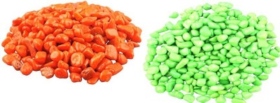 shobhana enterprises PEBBLES (ORANGE,LIGHT GREEN) Polished Asymmetrical Marble Pebbles(Green, Orange 900 g)