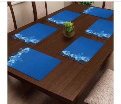 THE LION'S SHARE Square Pack of 6 Table Placemat(Multicolor, Dark Blue, PVC)