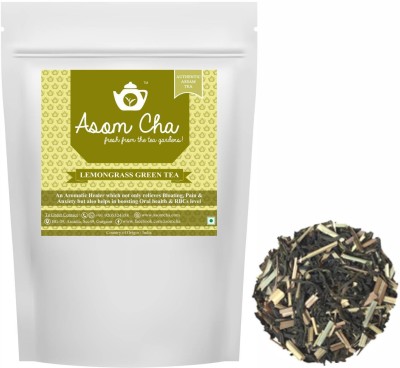 asom cha LemonGrass Green Tea | 100g [~50cups] | Premium Green Tea with Natural LemonGrass | Whole Leaf Flavoured Loose tea | Detox Tea | Boost Immunity and Digestion Lemon Grass Tea Pouch(100)