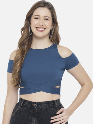 LE BOURGEOIS Casual Solid Women Blue Top