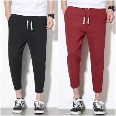 AVA Fashion Solid Men Black, Maroon Track Pants