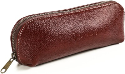 Travalate Genuine Leather Utility Pouch for Men and Women -YKK Zippers (Red) Travel Toiletry Kit(Red)