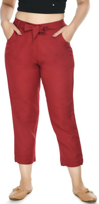 Priya Point Regular Fit Women Maroon Trousers