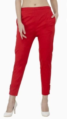 italian threads Slim Fit Women Red Trousers