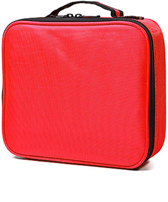 Winkel Makeup Cosmetic Storage Case with Adjustable Compartment Makeup Box Vanity Box(Red)