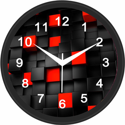 Vimsa Creation Analog 25 cm X 25 cm Wall Clock(Black, Red, With Glass, Standard)