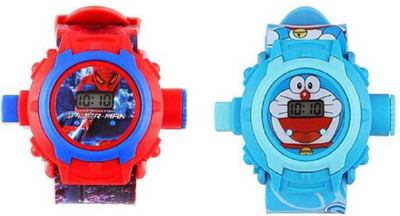 MATTRENDS Wall Projection Kids Favorite Combo Spiderman Doraemon Special Characters Digital Watch  - For Boys & Girls