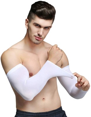 unbeatable Polyester Arm Sleeve For Men & Women(Free, White)