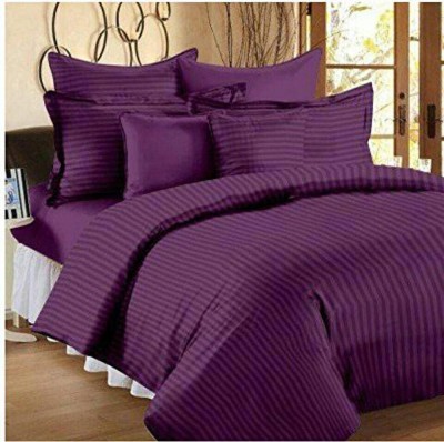 DORISTYLE 220 TC Cotton Double Striped Flat Bedsheet(Pack of 1, Purple)