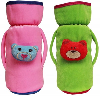 ADRIEL BRINGING JOY Baby Milk Feeding Bottle Cover With Handle -240 ml-Pack Of 2(Pink, Green)