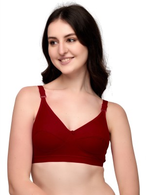 DharuEnterprise Women's Casual Non Padded Fully Comfortable Cotton T-Shirt Bra Women T-Shirt Non Padded Bra(Maroon)