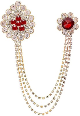 Cartooze Medallion Shade Red Star Crystal Studded Chain Premium Brooch Brooch(Gold)