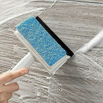 Jats Enterprise 2 in 1 Glass Wiper Cleaning Brush Mirror Grout Tile Cleaner Sponge Wet and Dry Brush(White, Blue)