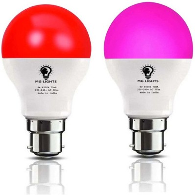 mg lights 9 W Arbitrary B22 LED Bulb(Red, Pink, Pack of 2)