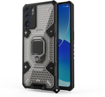 Glaslux Back Cover for Reno 6 5G(Black, Ring Case, Pack of: 1)