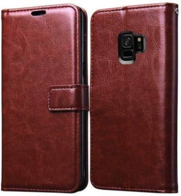 mobies Flip Cover for Samsung Galaxy S9 Inside with Card Pockets Wallet Stand(Brown, Dual Protection, Pack of: 1)