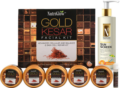 NutriGlow Gold Kesar Facial Kit with SunScreen SPF 50++ Combo Kit(3 Items in the set)
