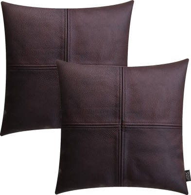 Ayra Italia Leather, Suede Cushions Cover(Pack of 2, 40 cm*40 cm, Brown)